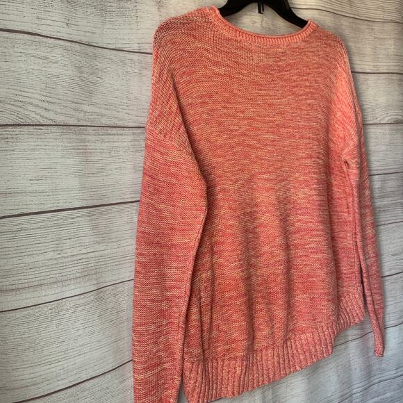 LOFT Pink Pullover Sweater Short Hi Low Bottom Long Sleeve Ribbed Detail Size XS - Picture 13 of 14